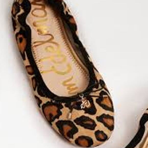 Sam Edelman Felicia Leopard Print Calf Hair Ballet Flat 6.5W Tan Black Cheetah - Picture 1 of 7